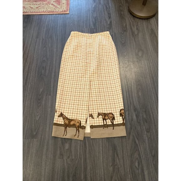 Plaid Western Horse-Themed Beige Maxi Skirt by Intriguing Threads, Est. Size 10 - Picture 7 of 11